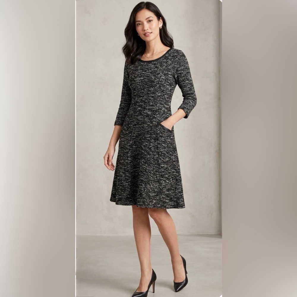 Talbots Black & White  Aline Dress with Side Pockets